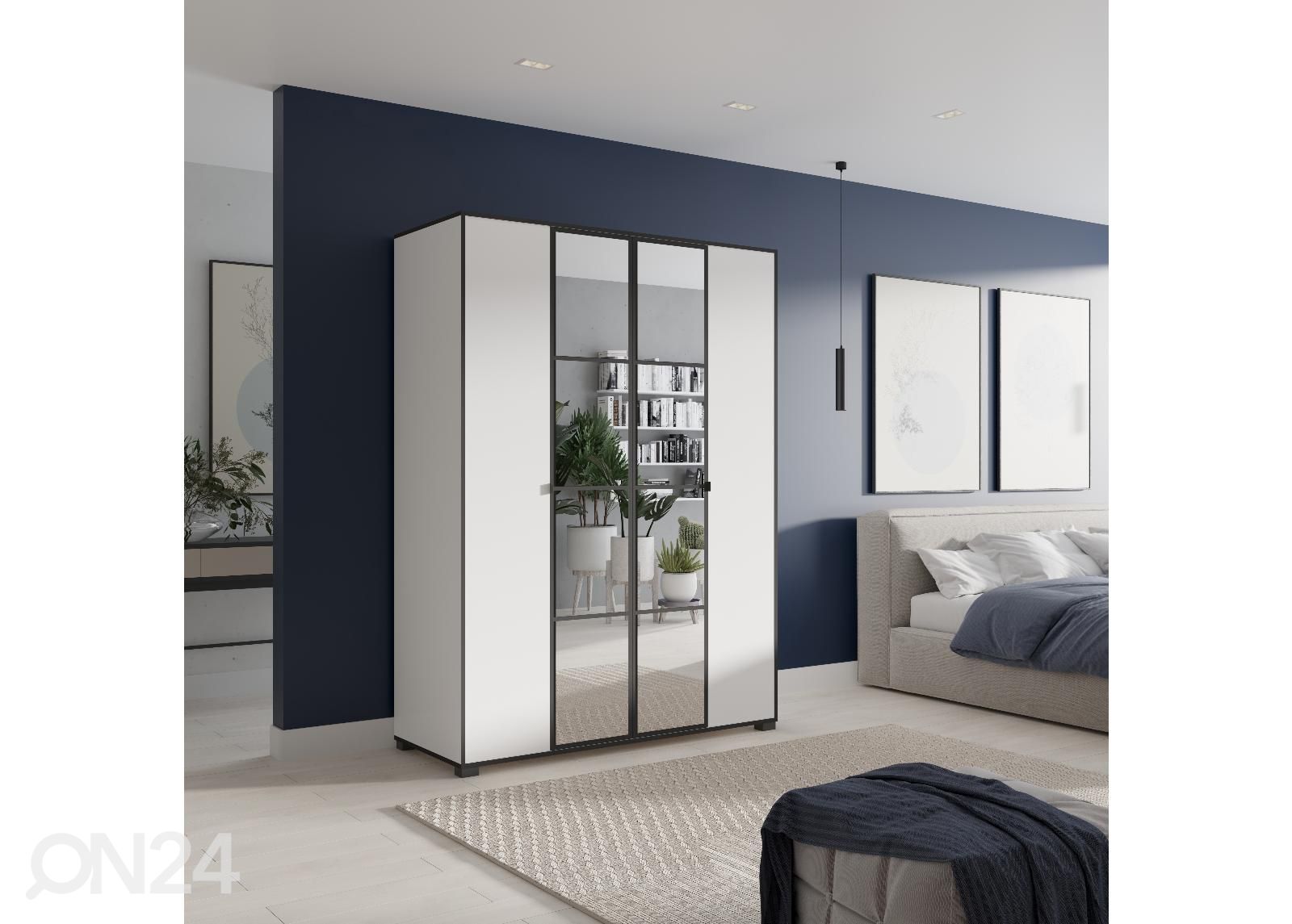 Riidekapp peegliga Ossining 150 cm suurendatud