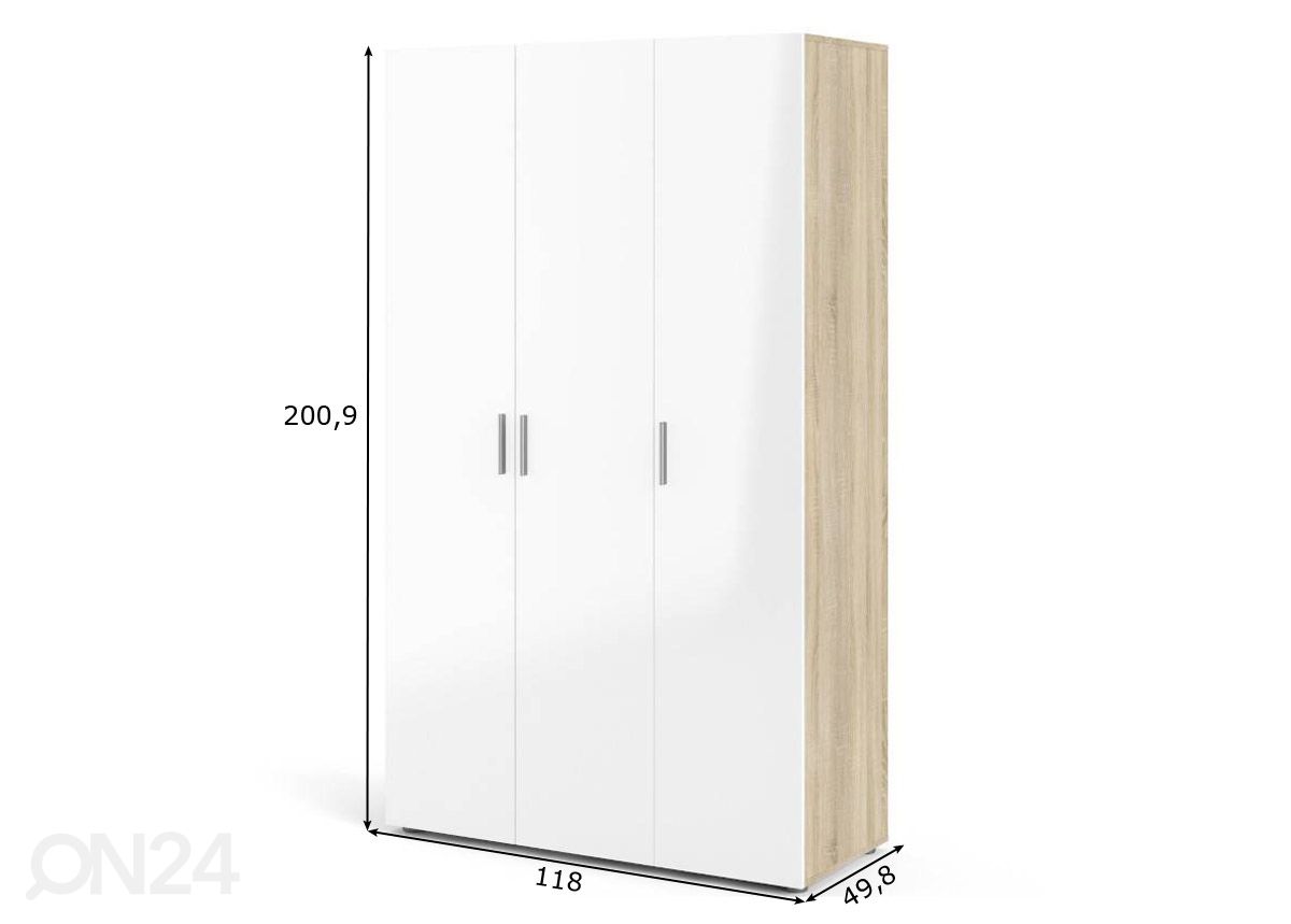Riidekapp Pepe 118 cm suurendatud mõõdud