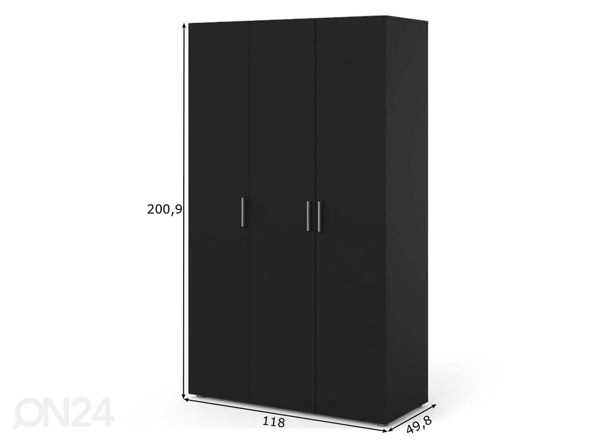 Riidekapp Pepe 118 cm suurendatud mõõdud