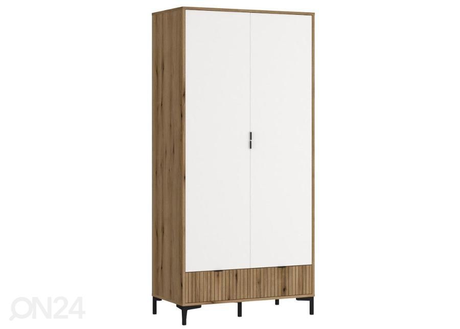 Riidekapp Ricko 91,5 cm, valge/tamm suurendatud