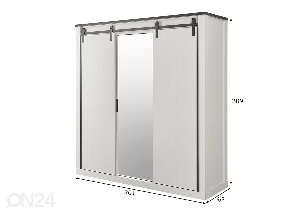 Riidekapp Sherwood 162 cm suurendatud mõõdud