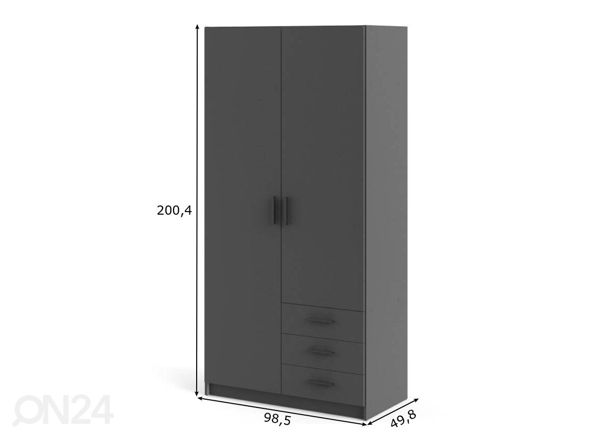Riidekapp Sprint 98,5 cm suurendatud mõõdud