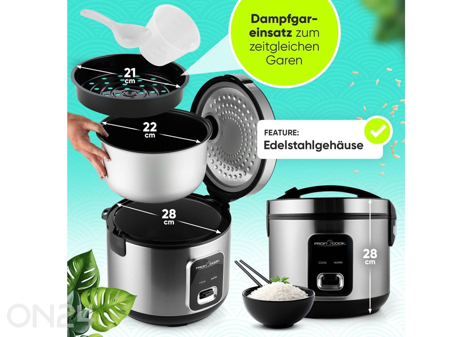 Riisikeetja Proficook PCRK1285 suurendatud mõõdud