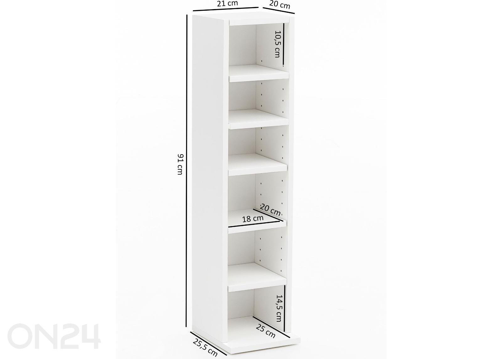 Riiul 20x91 cm, valge suurendatud mõõdud