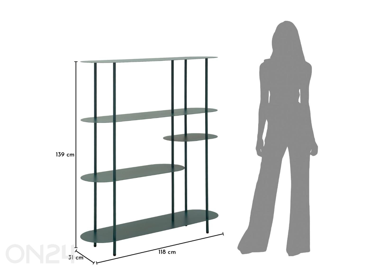 Riiul Saturno 118X31X139 cm, sinakasroheline suurendatud mõõdud