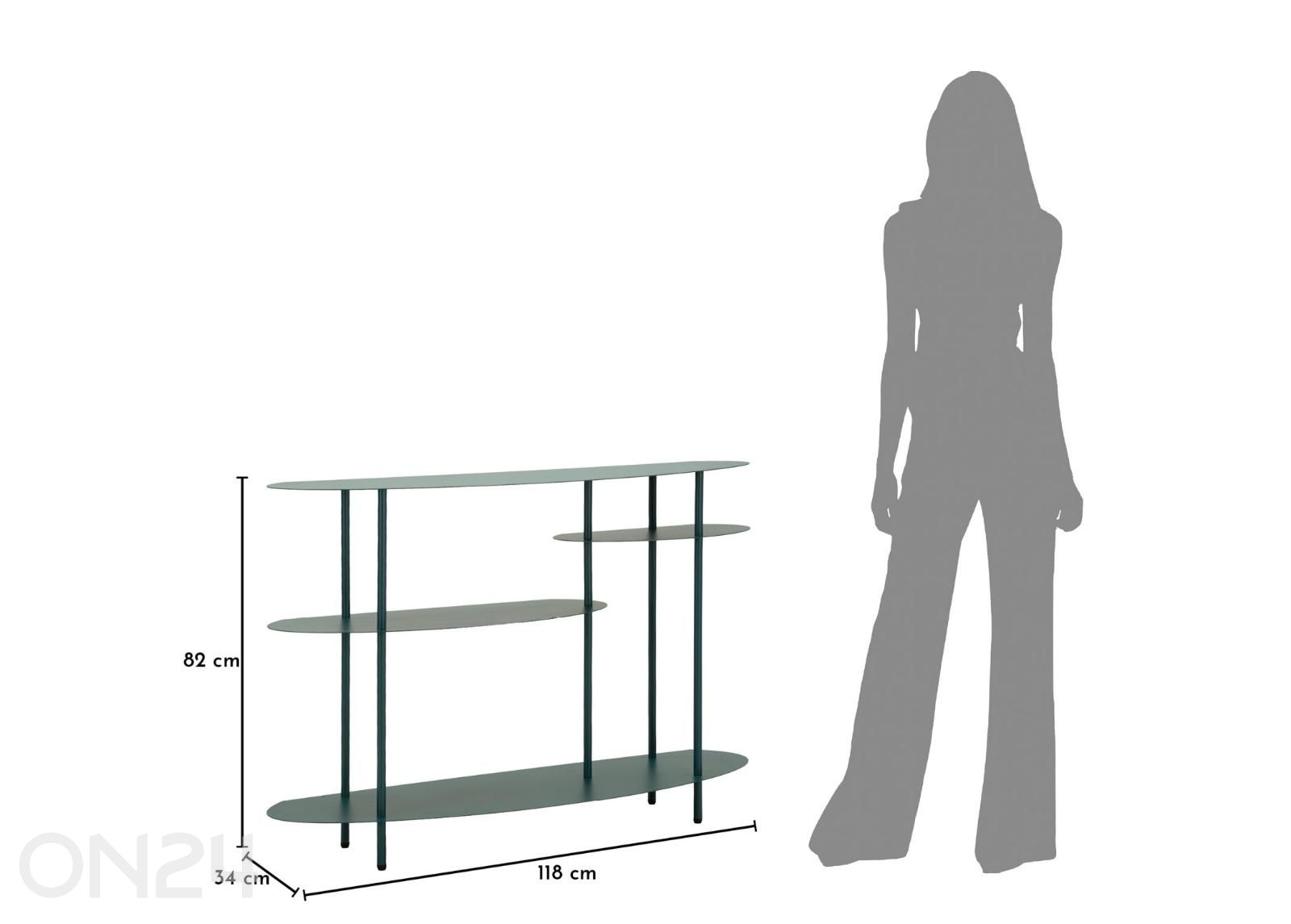 Riiul Saturno 118x34x82 cm, sinakasroheline suurendatud mõõdud