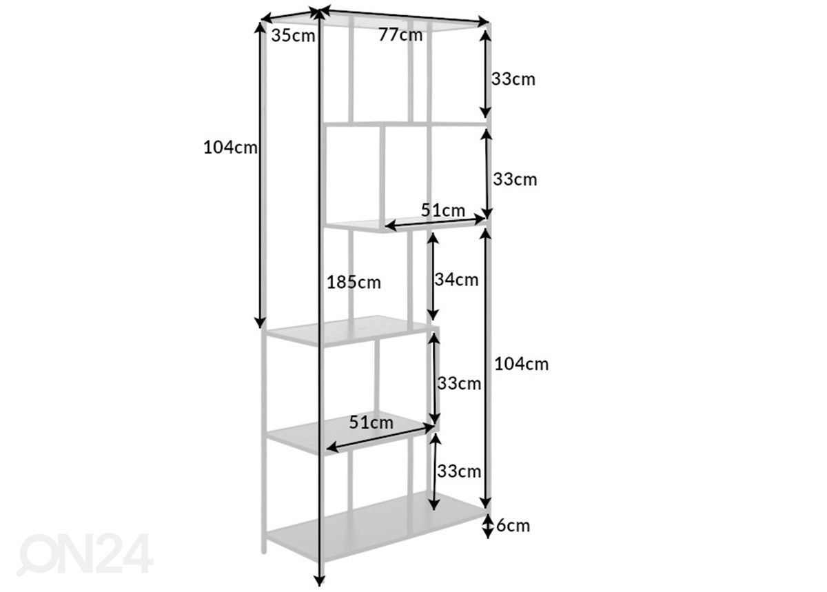 Riiul Slim Line 77 cm suurendatud mõõdud