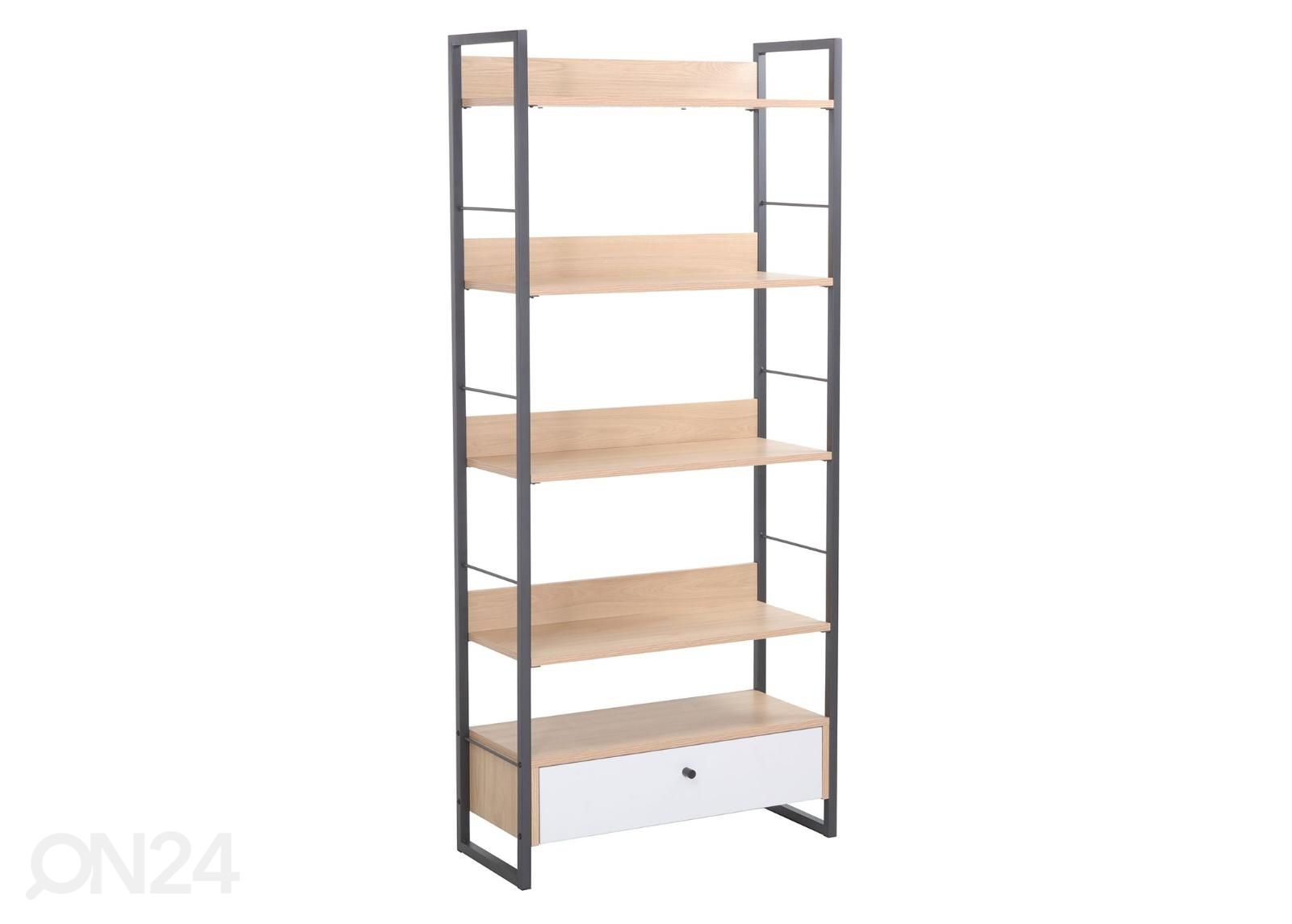 Riiul Study 70x30xH159 cm, tamm/valge suurendatud