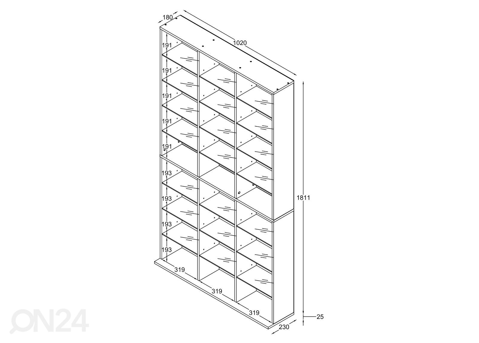 Riiul Zilas XL 102 cm suurendatud mõõdud