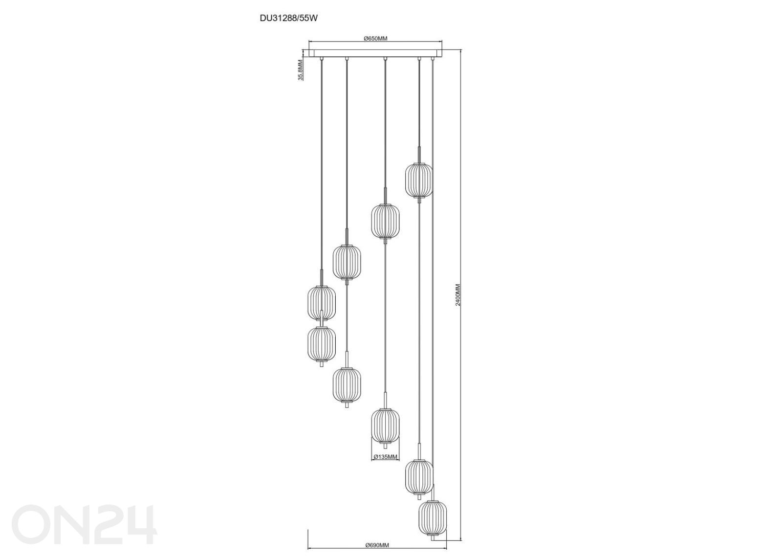 Rippvalgusti Akari 9R suurendatud mõõdud