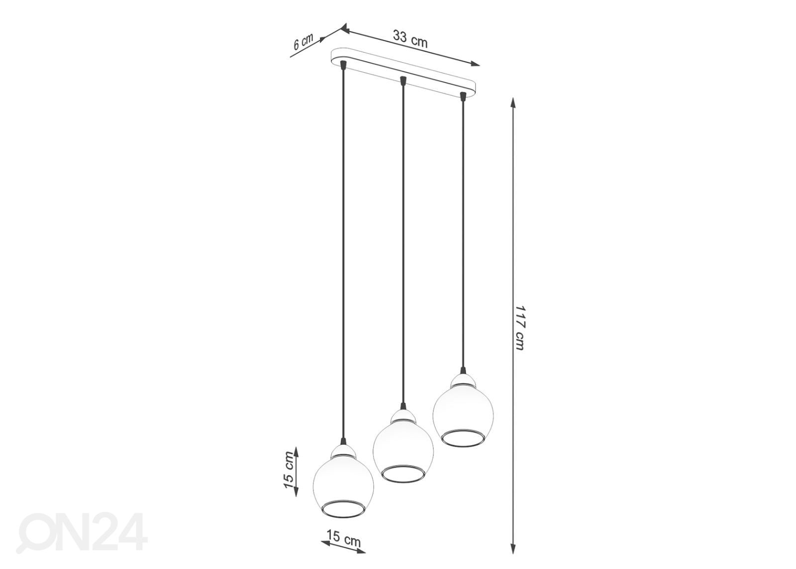 Rippvalgusti Alino 3, must suurendatud mõõdud