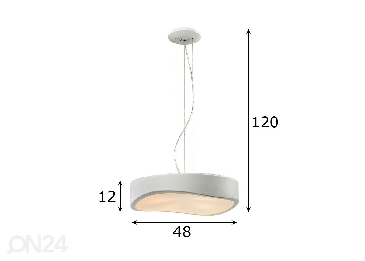Rippvalgusti Grasso Ø48 cm suurendatud mõõdud