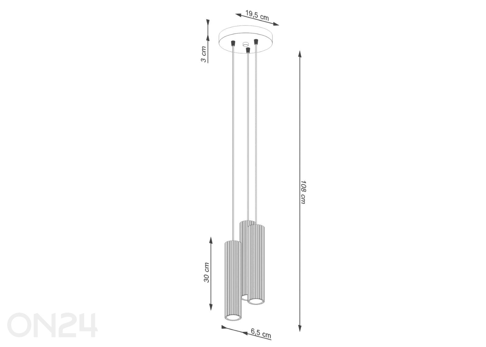 Rippvalgusti Karbon 3P suurendatud mõõdud