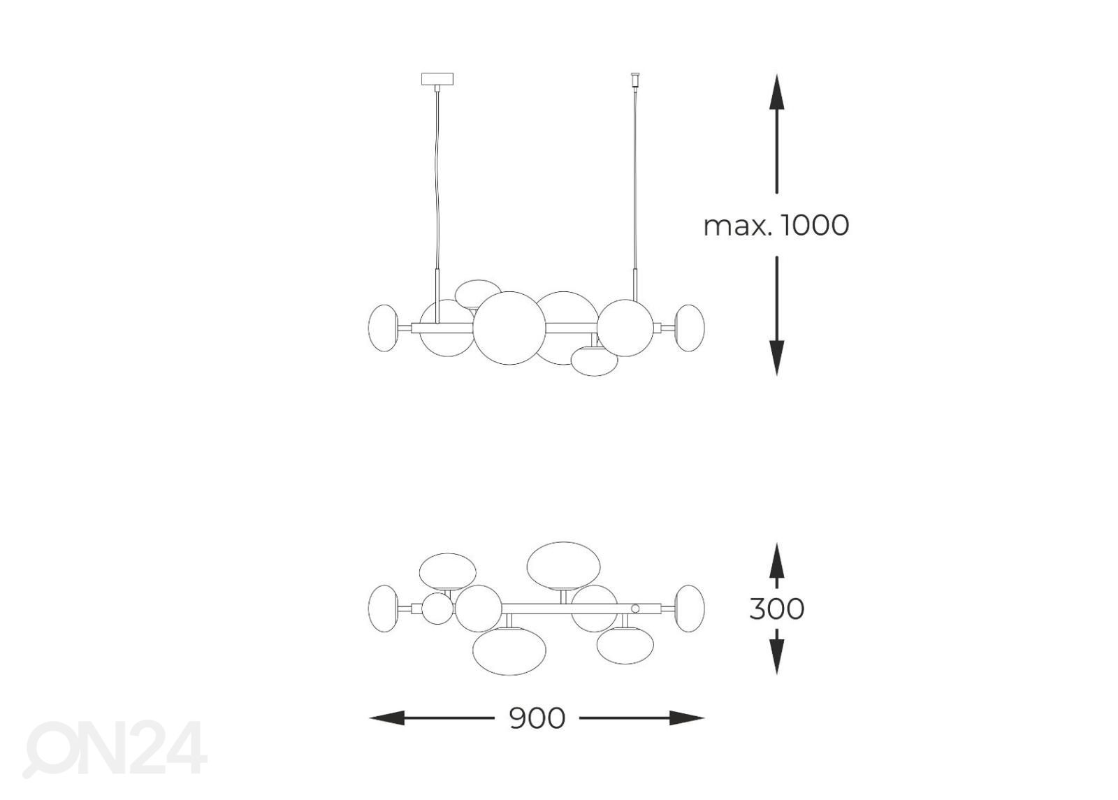 Rippvalgusti Omi 8 suurendatud mõõdud
