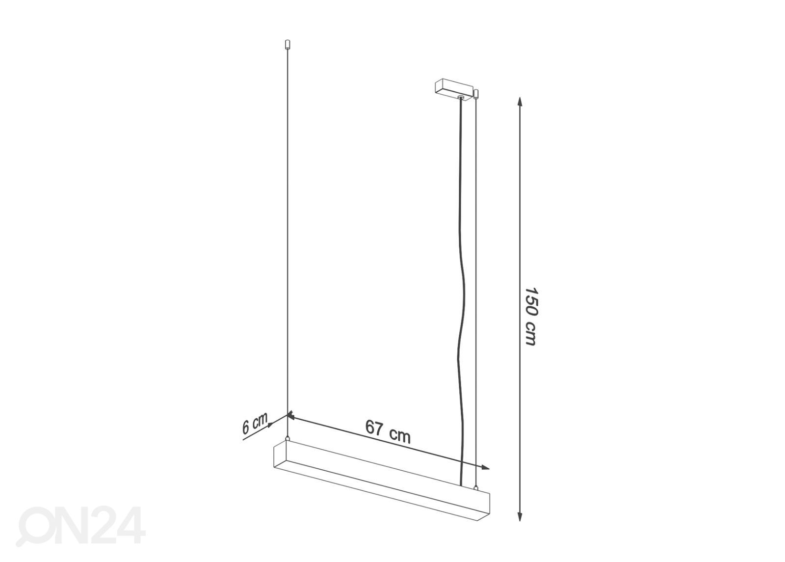 Rippvalgusti Pinne 67, 3000K suurendatud mõõdud