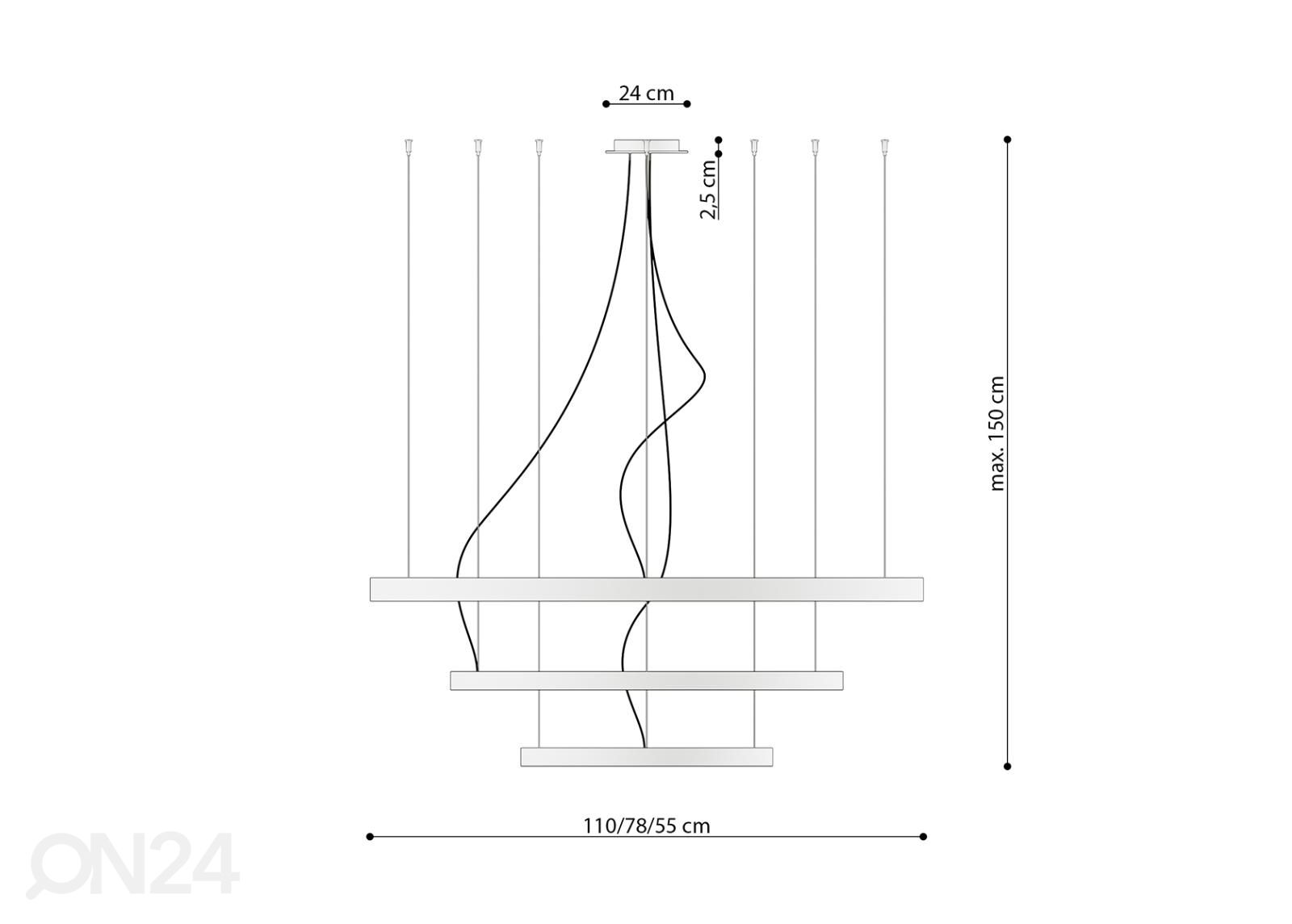 Rippvalgusti Rio 3, 4000K suurendatud mõõdud
