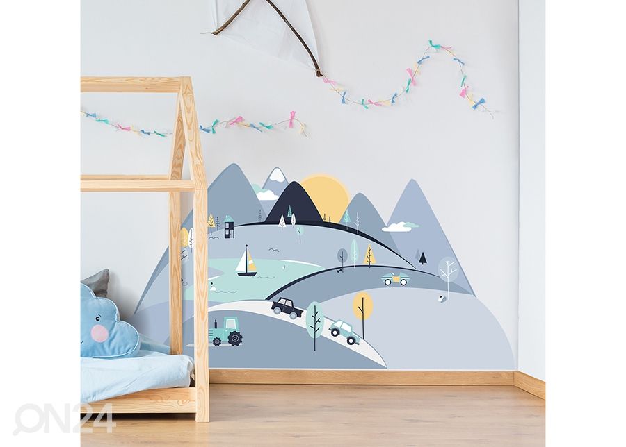 Seinakleebis Sinised mäed L suurendatud