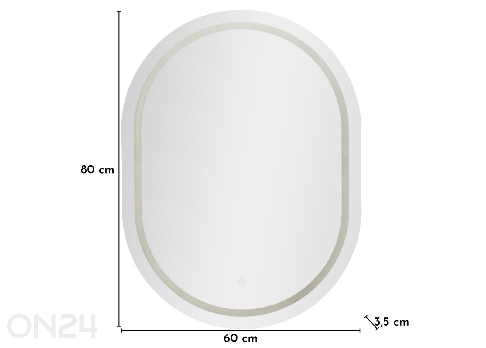 Seinapeegel LED 60x80 cm, hõbedane suurendatud mõõdud