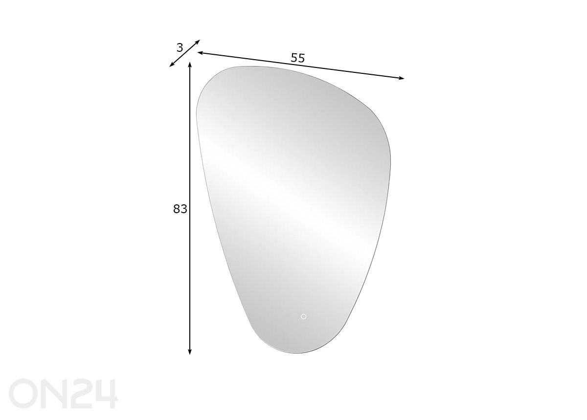 Seinapeegel valgustusega Tonder suurendatud mõõdud
