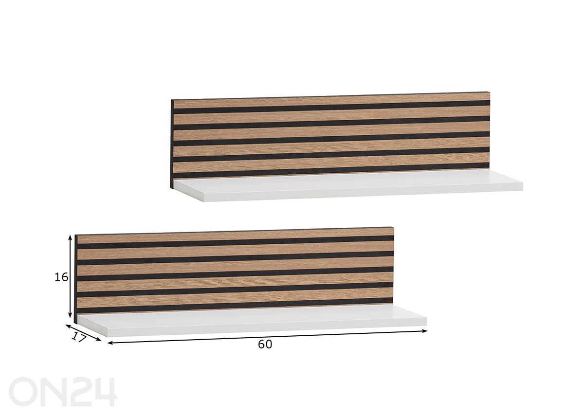 Seinariiulite komplekt Ryker, 2 tk suurendatud mõõdud