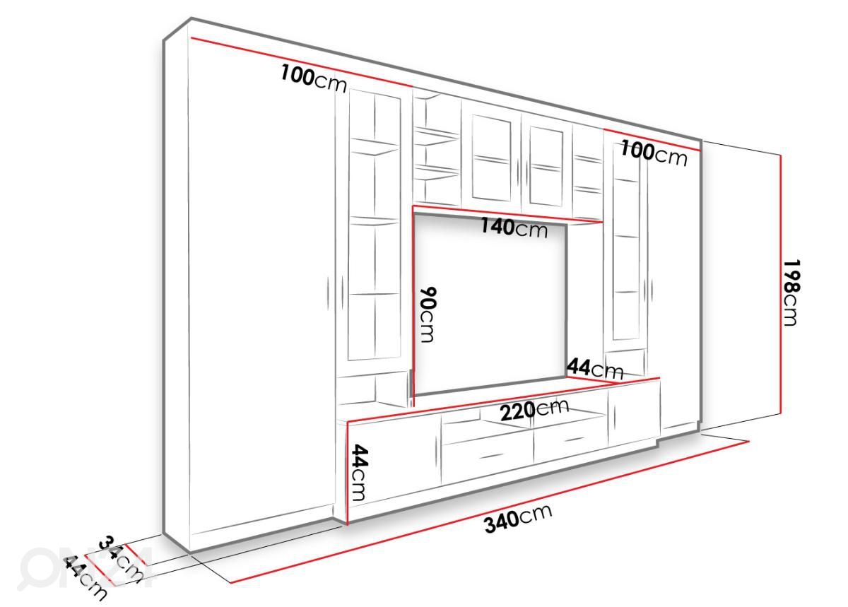 Sektsioon 340 cm + LED suurendatud mõõdud