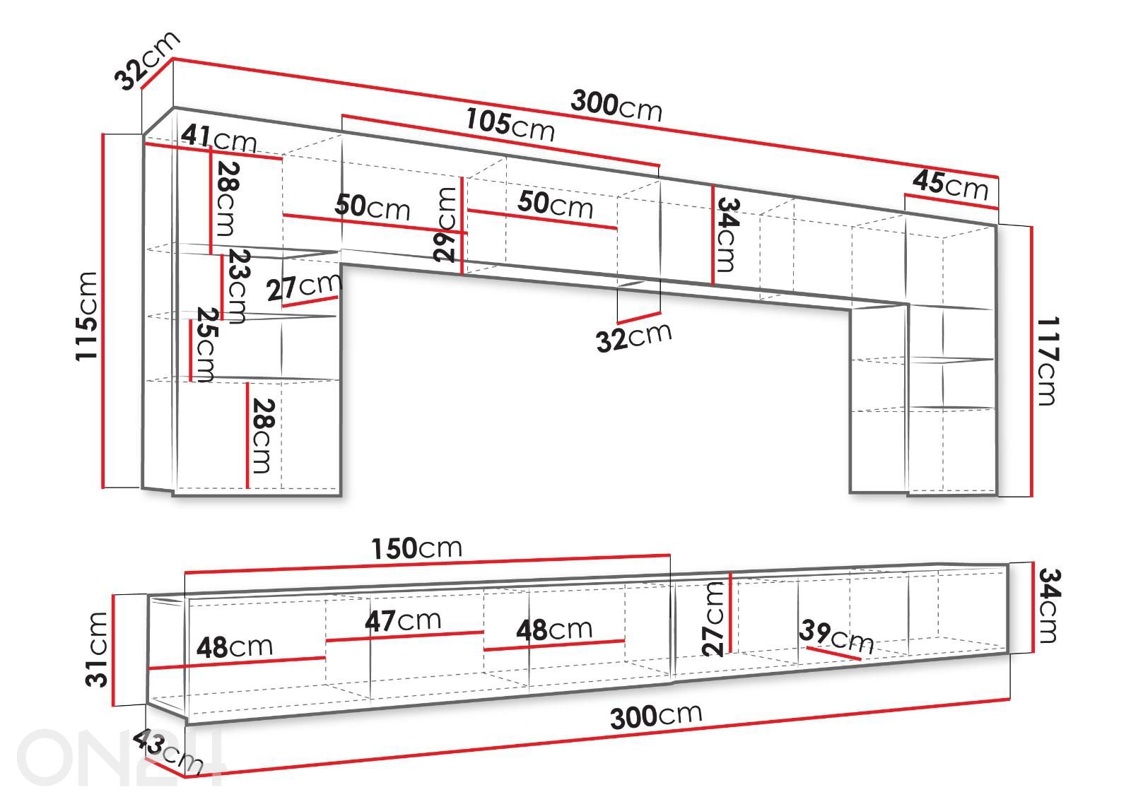 Sektsioon Claudia 300 cm suurendatud mõõdud