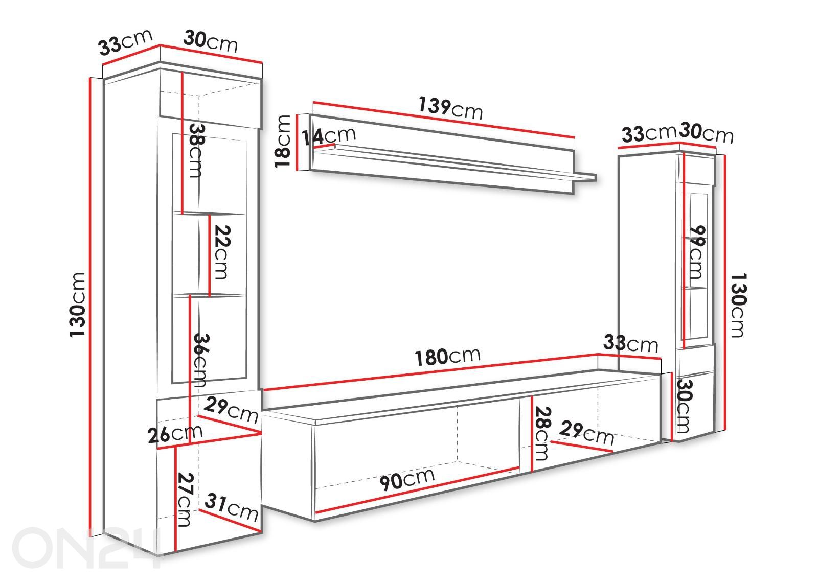 Sektsioon Vera II + LED suurendatud mõõdud
