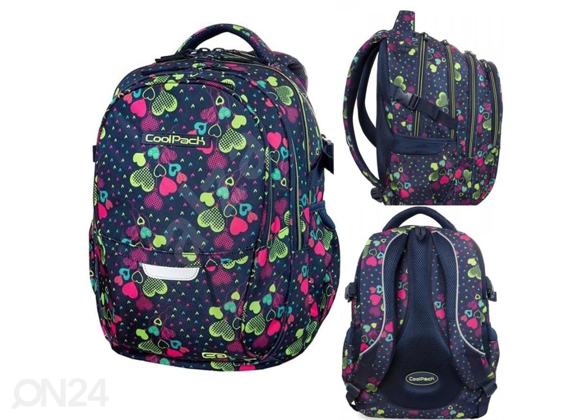 Seljakott CoolPack Factor Lime Hearts suurendatud