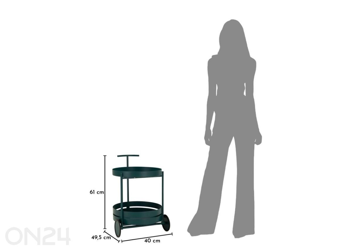 Serveerimiskäru Saturno, sinakasroheline suurendatud mõõdud