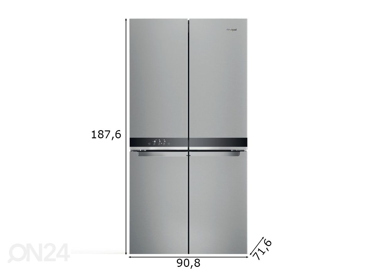 Side-by-Side külmik Whirlpool WQ9M2L suurendatud mõõdud