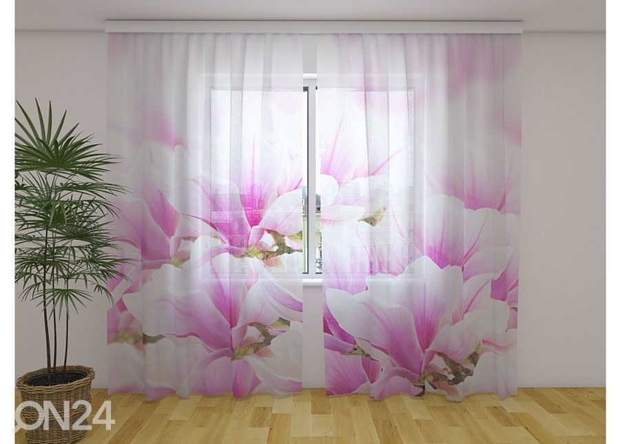 Šifoon-fotokardin Air Magnolias 240x220 cm suurendatud