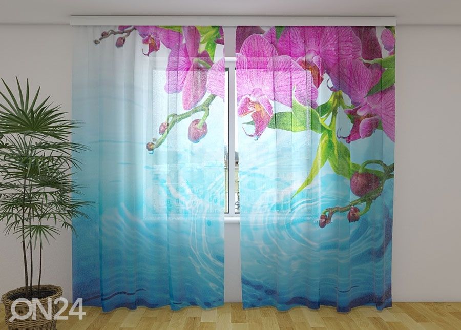 Šifoon-fotokardin Amazing Orchid 240x220 cm suurendatud