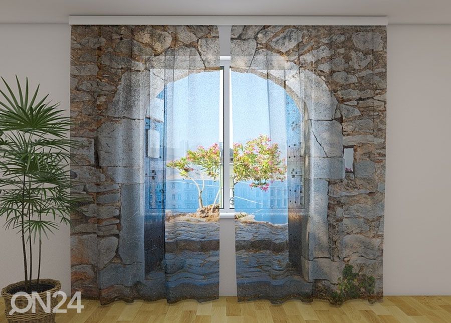 Šifoon-fotokardin Archway to the Sea 240x220 cm suurendatud