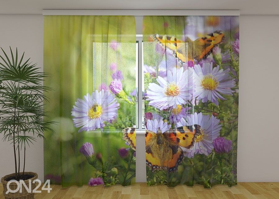 Šifoon-fotokardin Butterflies 240x220 cm suurendatud