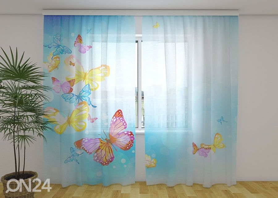 Šifoon-fotokardin Butterfly in the sky 240x220 cm suurendatud
