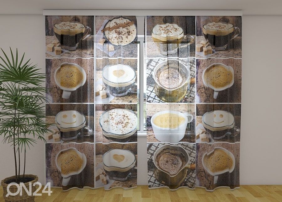 Šifoon-fotokardin Flavored Coffee 240x220 cm suurendatud