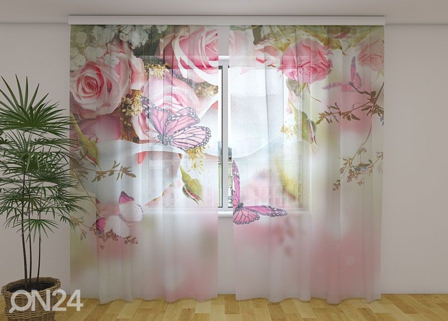 Šifoon-fotokardin Kiss of Spring 240x220 cm suurendatud