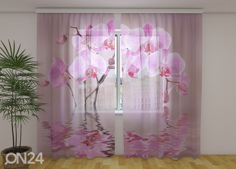 Šifoon-fotokardin Lily Orchid 240x220 cm suurendatud