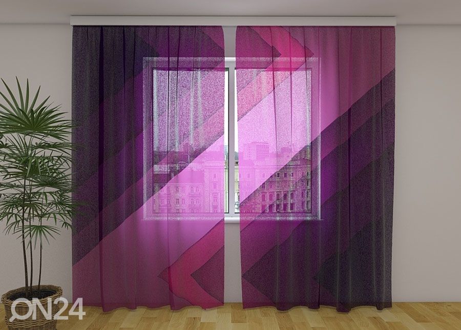 Šifoon-fotokardin Purple lines 240x220 cm suurendatud