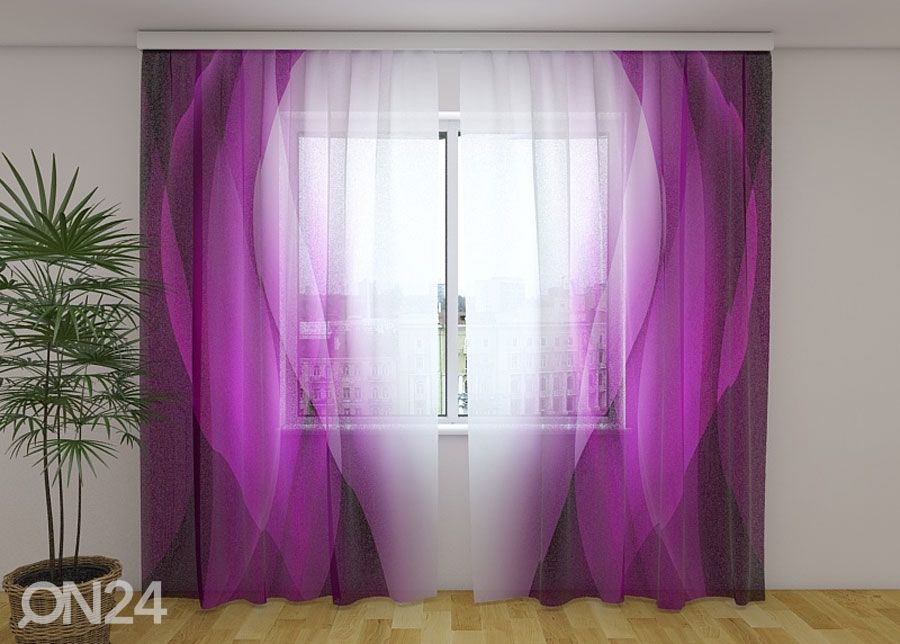 Šifoon-fotokardin Purple waves 240x220 cm suurendatud