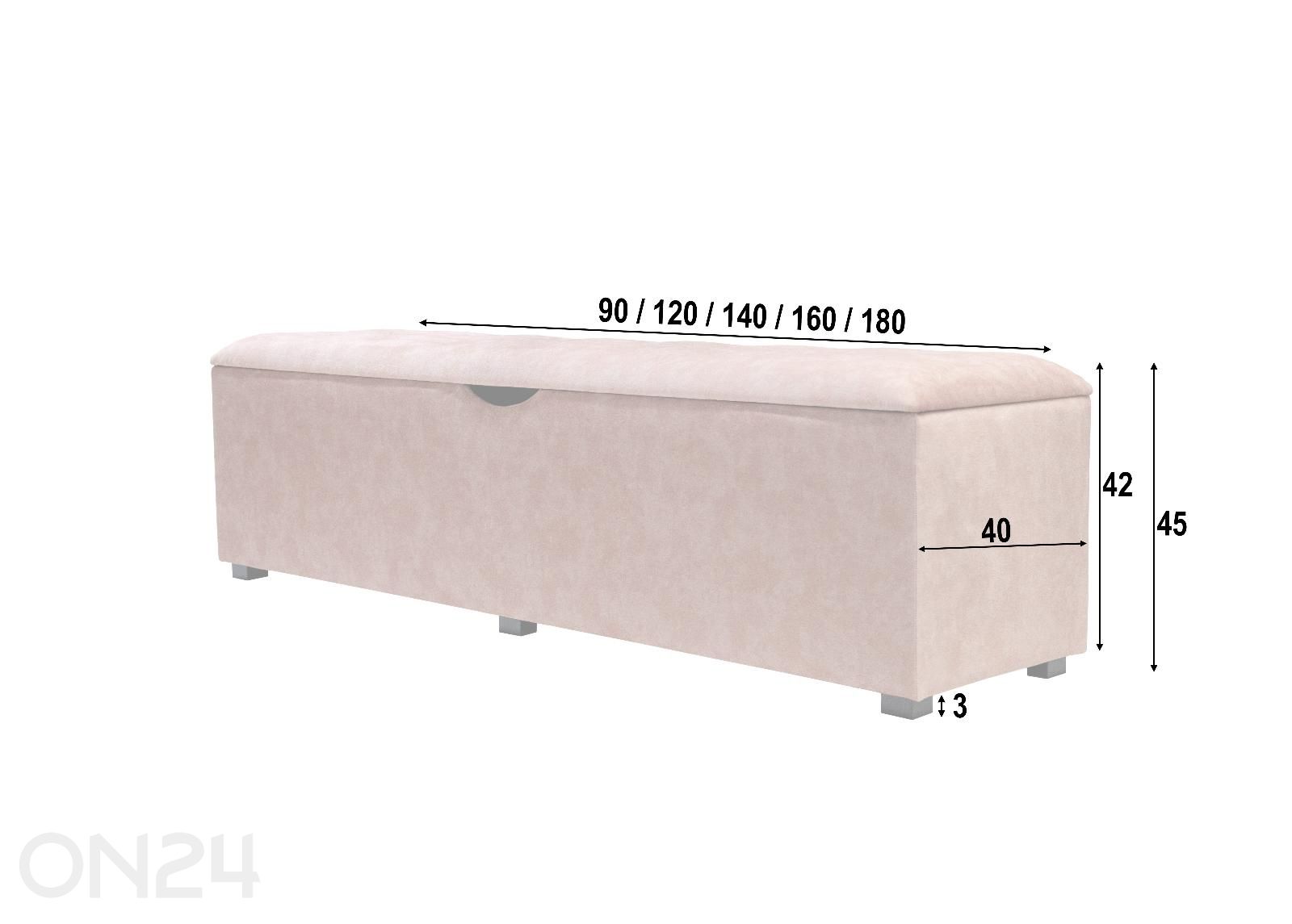 Sime Beds tumba panipaigaga LINEA Nööp 120 cm suurendatud mõõdud