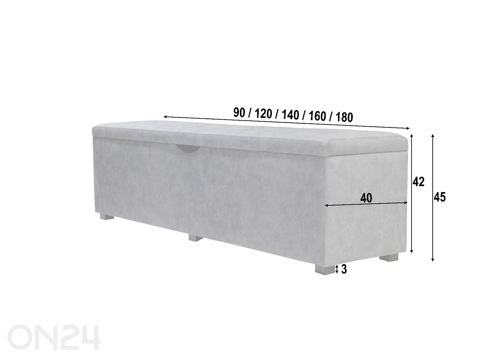 Sime Beds tumba panipaigaga MONO Ruut 160 cm suurendatud mõõdud