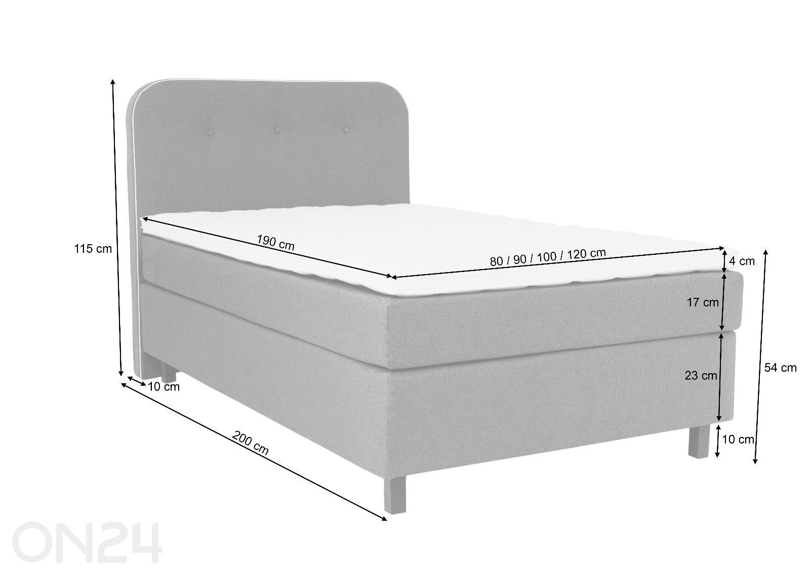 Sime Beds voodikomplekt Laara 90x190 cm suurendatud mõõdud