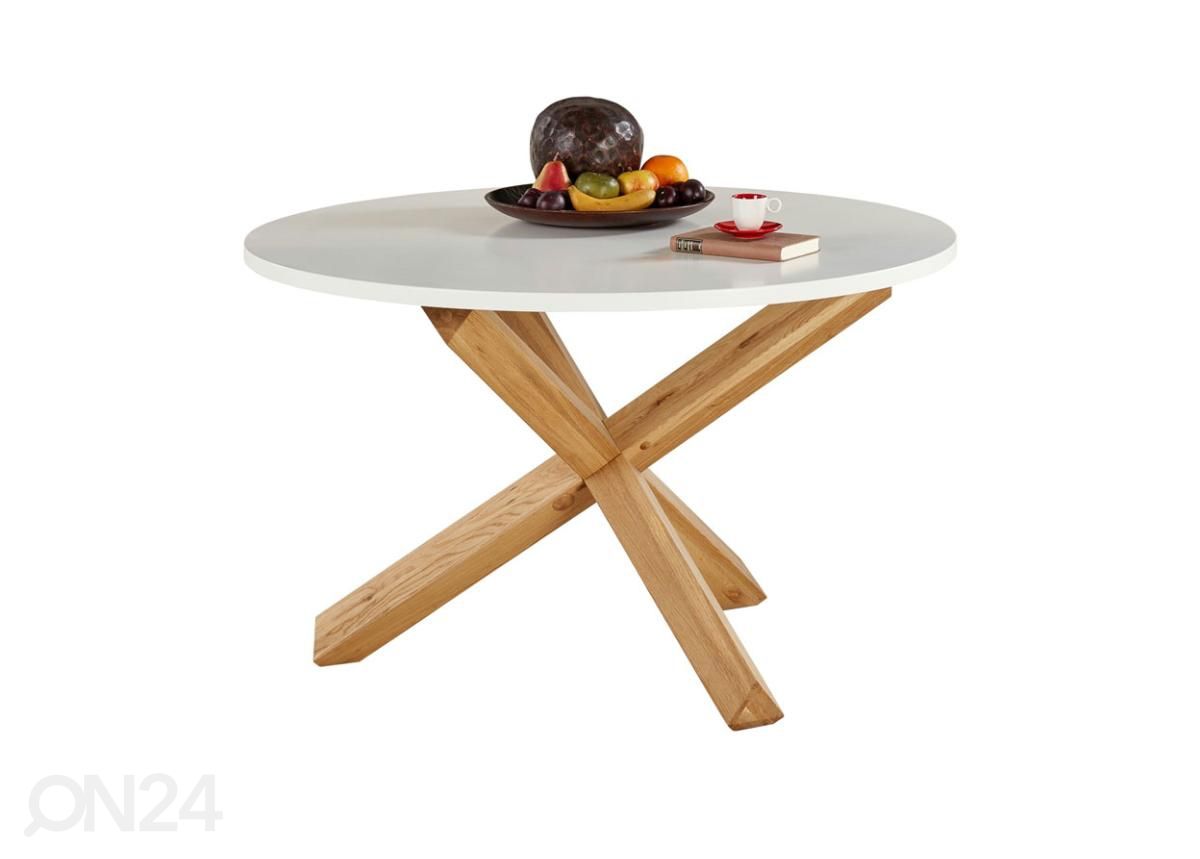 Söögilaud Ø 120 cm suurendatud