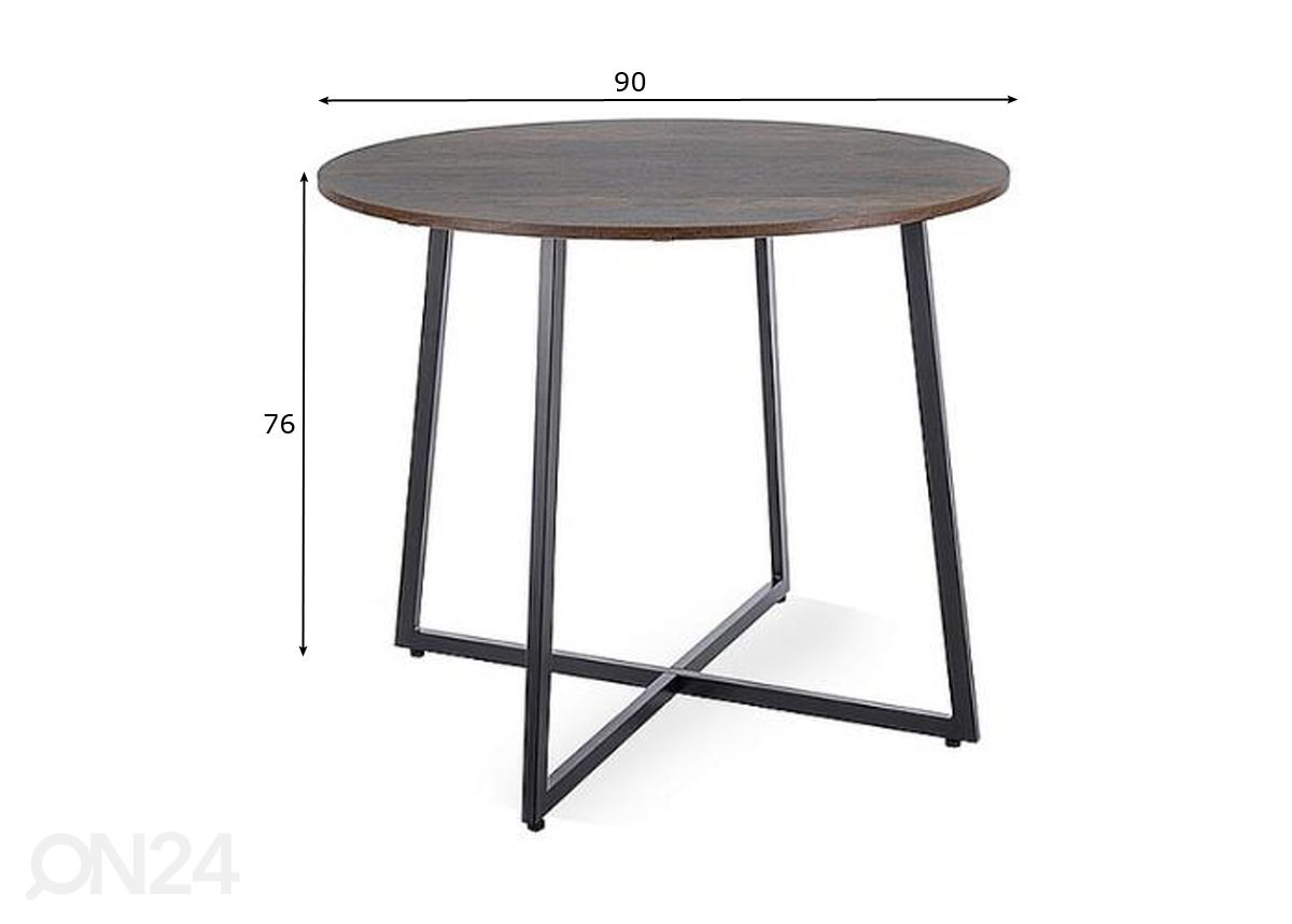 Söögilaud Ø 90 cm suurendatud mõõdud
