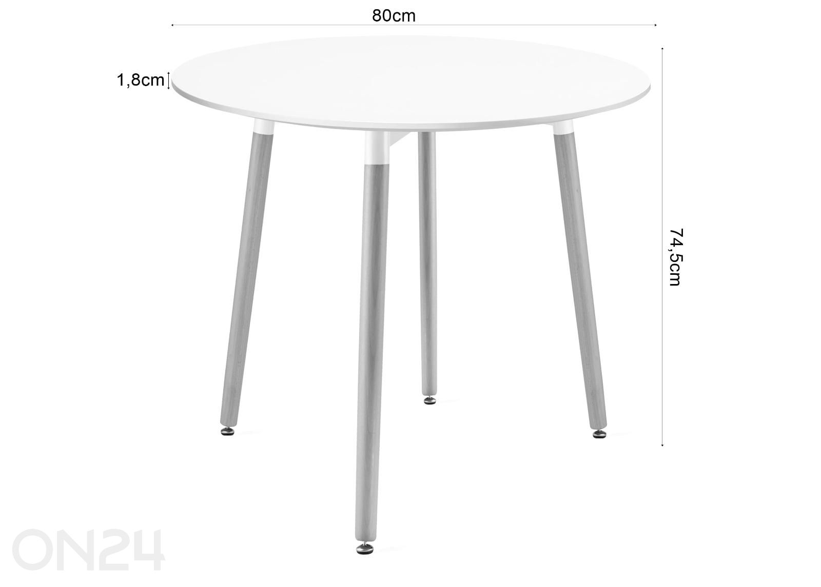 Söögilaud Ø80 cm suurendatud mõõdud