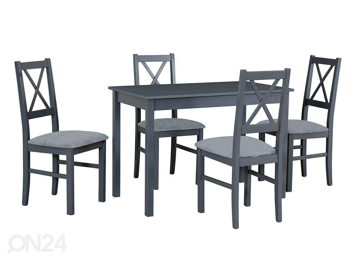 Söögilaud 110x60 cm + 4 tooli suurendatud