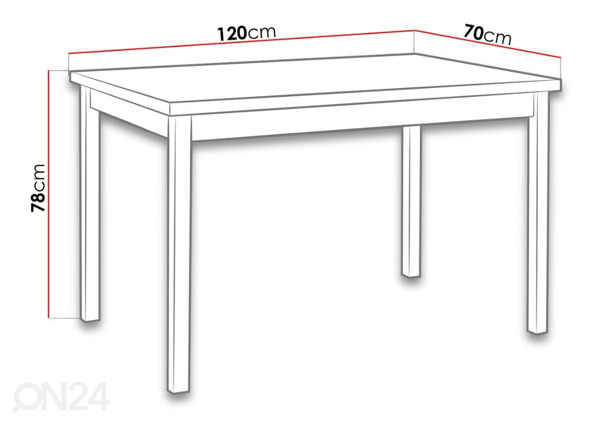 Söögilaud 120x70 cm suurendatud mõõdud