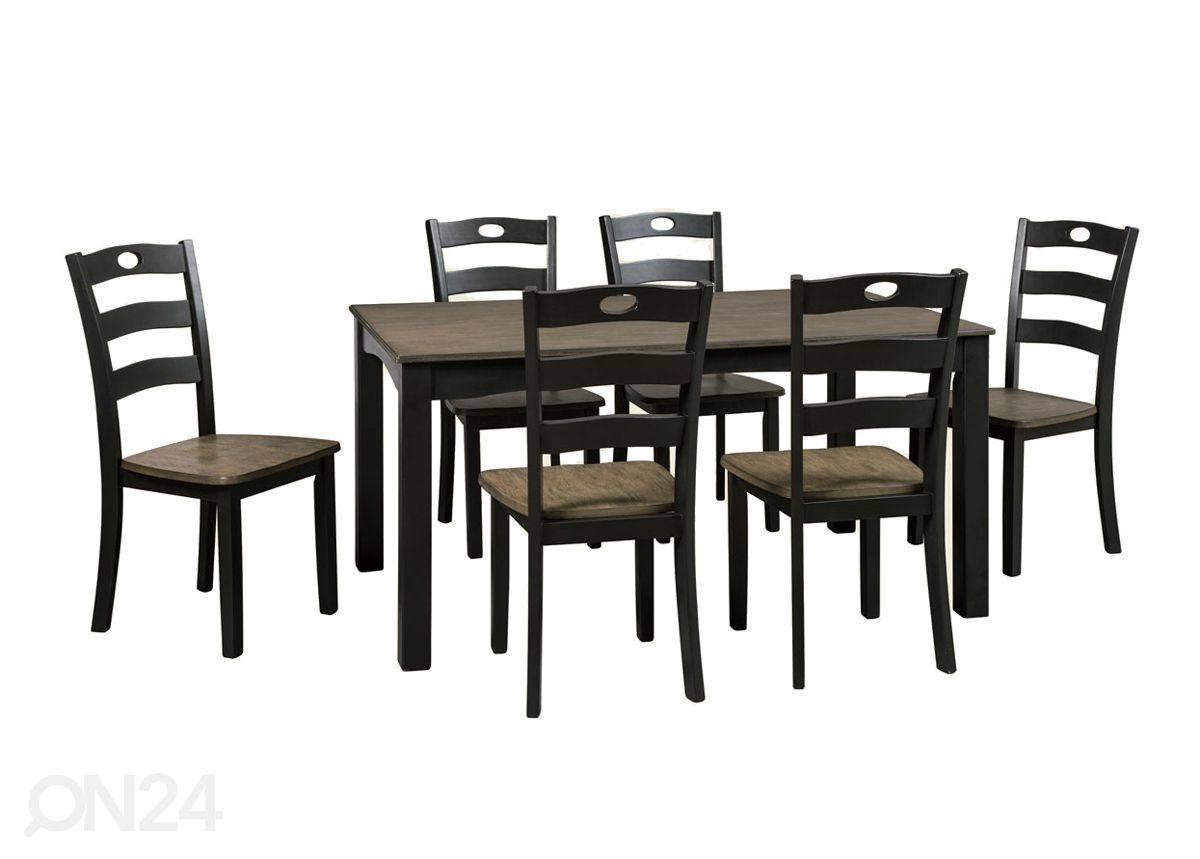 Söögilaud 152x91 cm + 6 tooli suurendatud