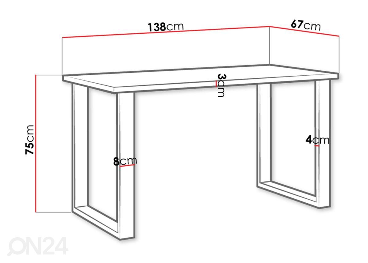 Söögilaud 67x138 cm suurendatud mõõdud